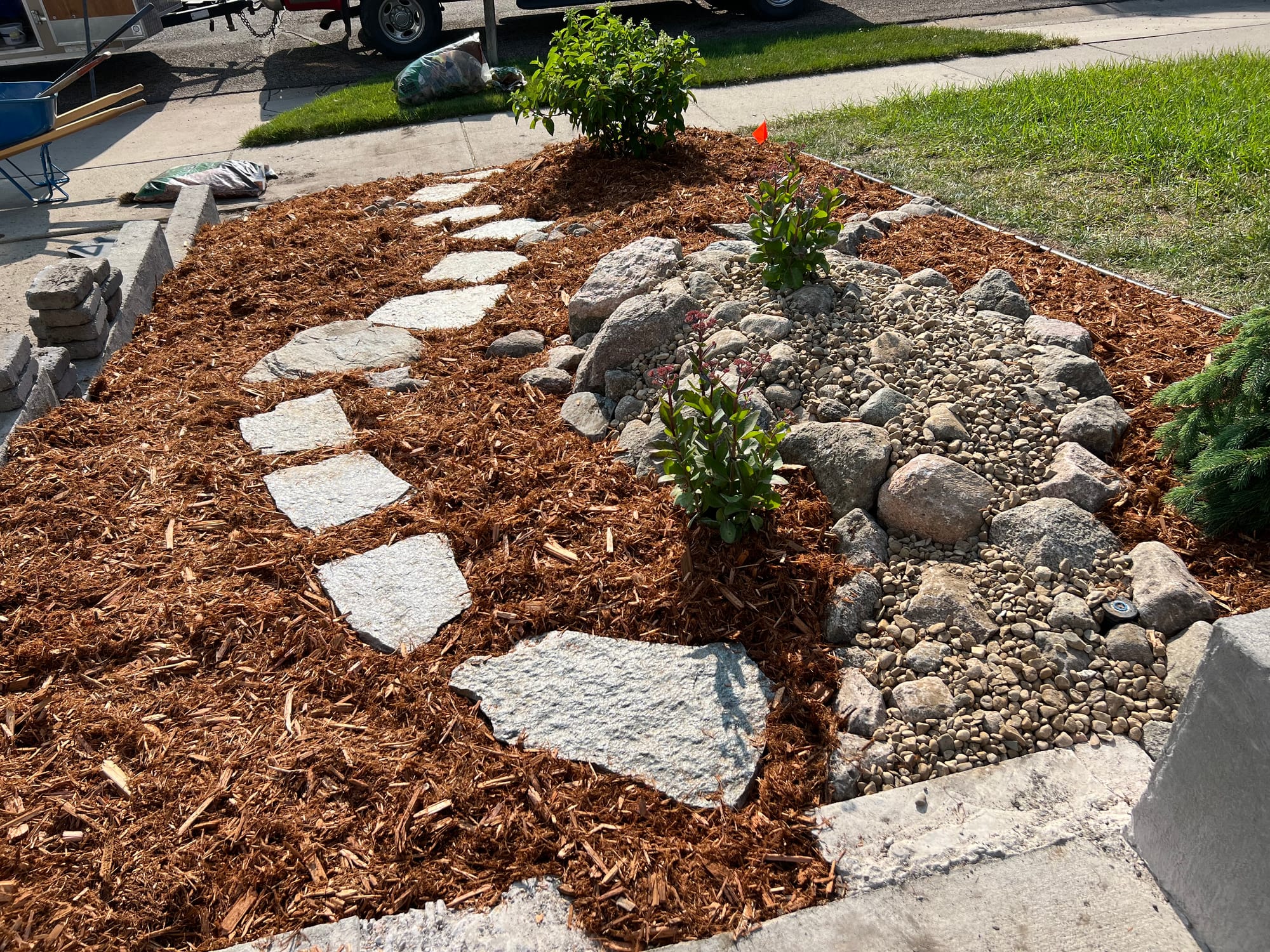 Mulch And Rock Landscape Bed