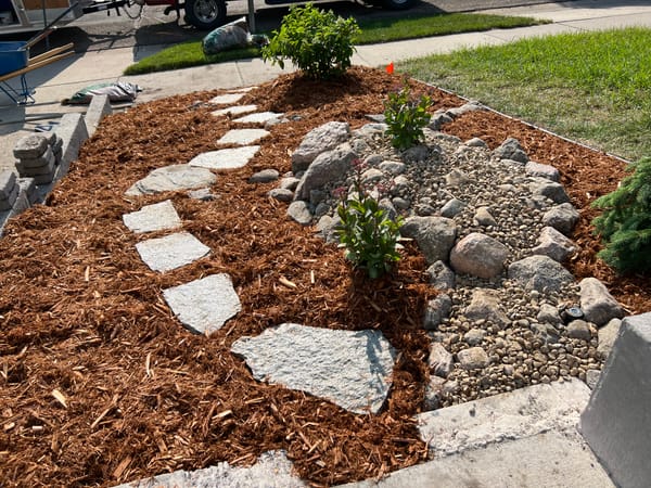 Mulch And Rock Landscape Bed